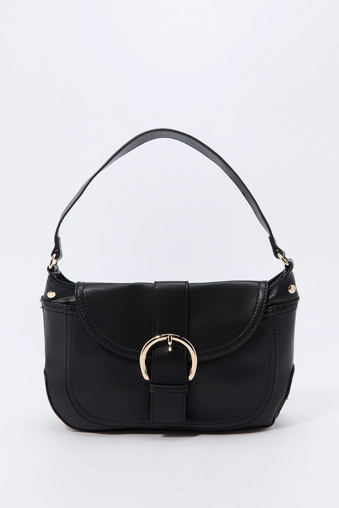 Faux Leather Buckled Purse