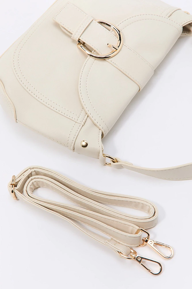 Faux Leather Buckled Purse