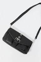 Convertible Strap Buckled Faux Leather Purse