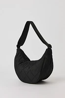 Quilted Nylon Half Moon Shoulder Bag