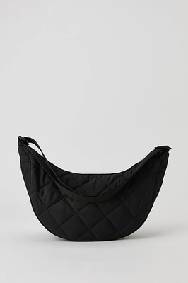 Quilted Nylon Half Moon Shoulder Bag