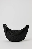 Quilted Nylon Half Moon Shoulder Bag