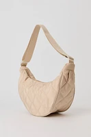 Sac à l'épaule en nylon matelassé forme de demi-lune