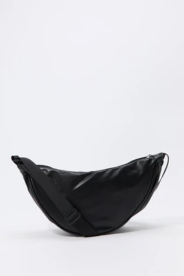 Faux Leather Half Moon Bag