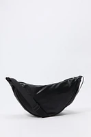 Faux Leather Half Moon Bag