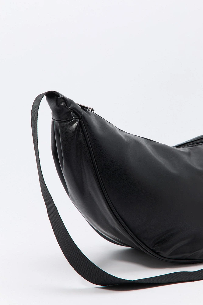 Faux Leather Half Moon Bag
