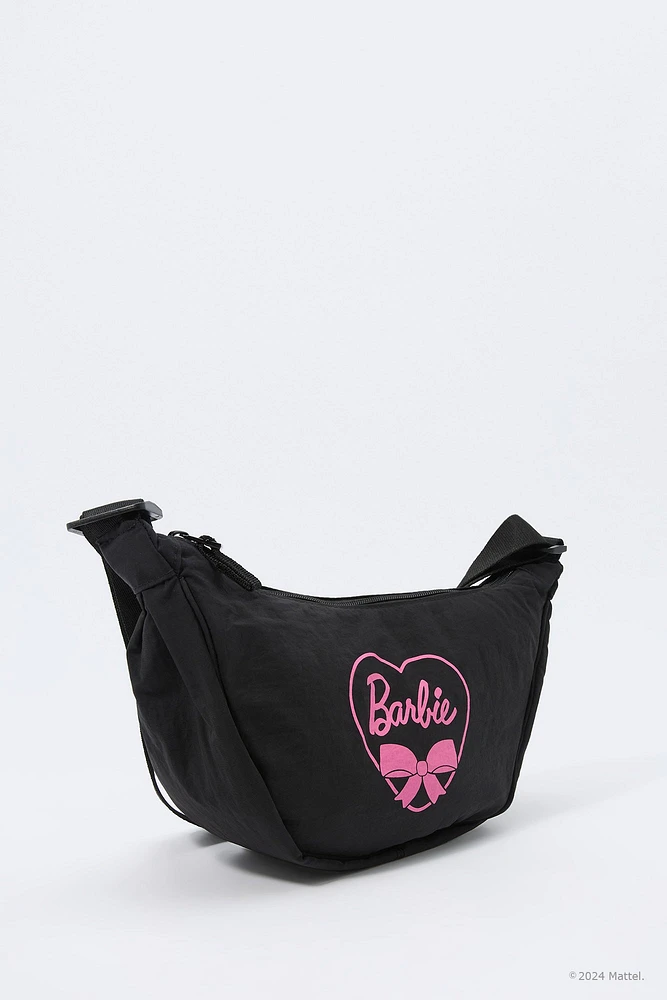 Sac à bandoulière en forme de demi-lune imprimé Barbie™