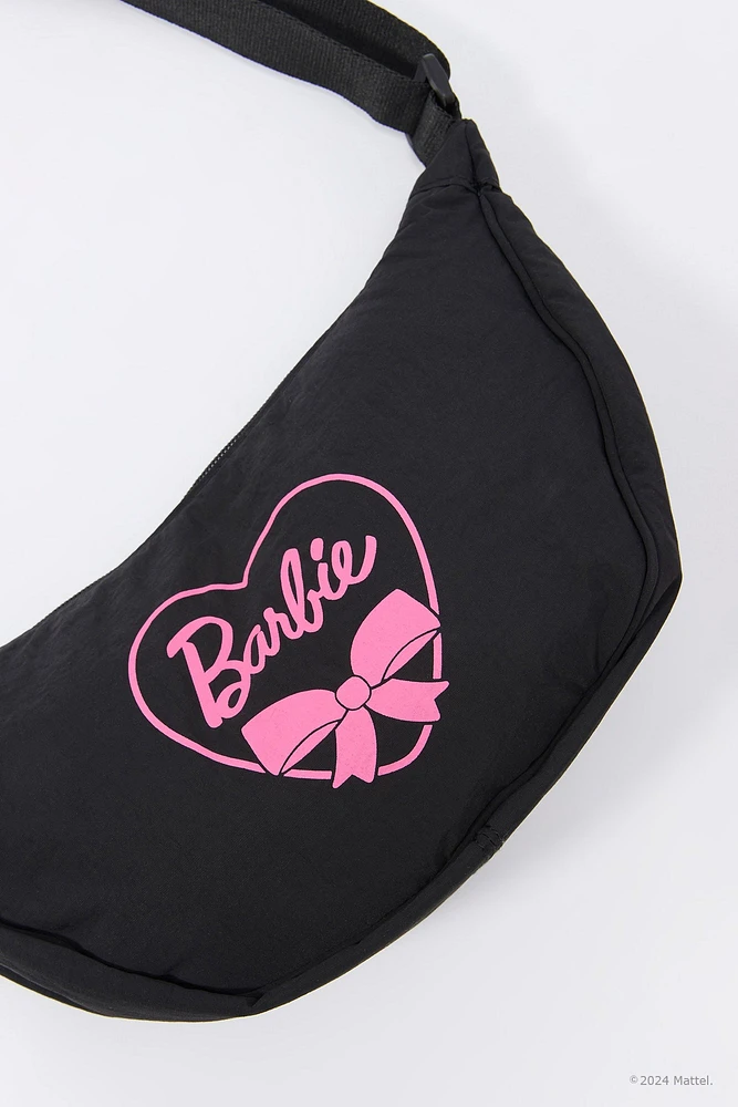 Sac à bandoulière en forme de demi-lune imprimé Barbie™