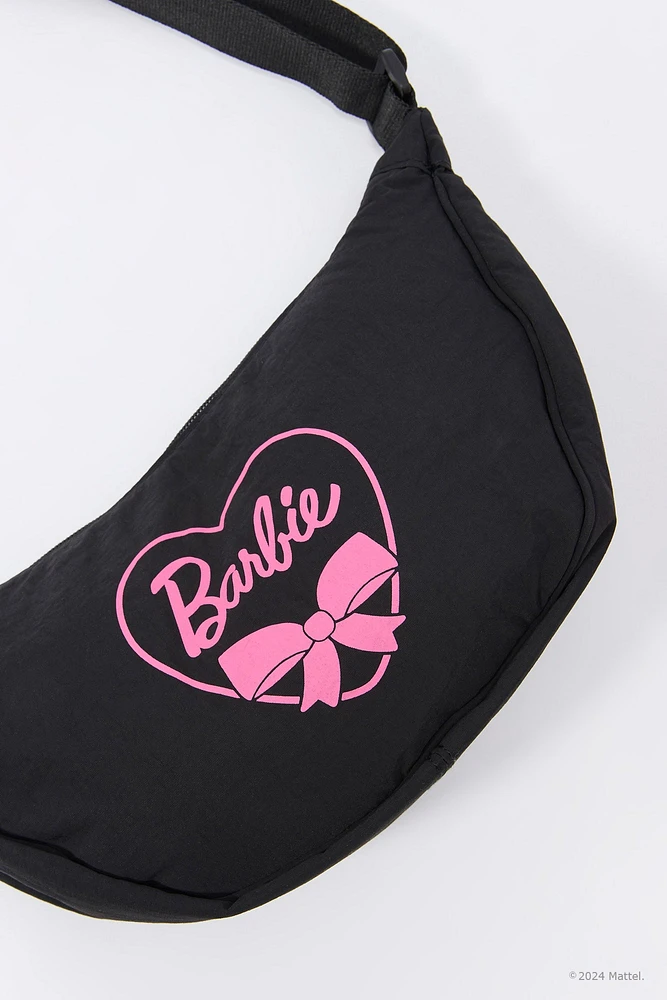 Sac à bandoulière en forme de demi-lune imprimé Barbie™