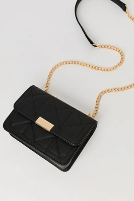 Faux Leather Quilted Crossbody Purse