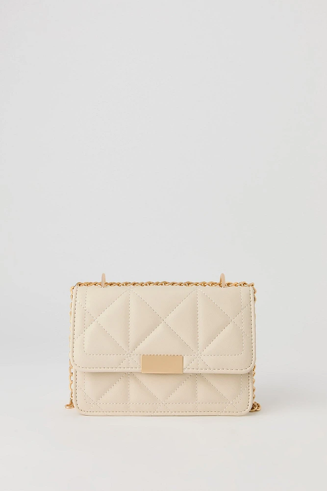 Faux Leather Quilted Crossbody Purse