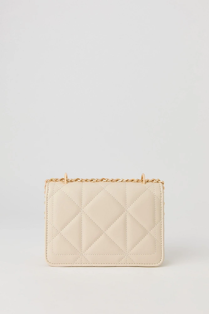 Faux Leather Quilted Crossbody Purse