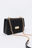 Faux Leather Quilted Crossbody Purse