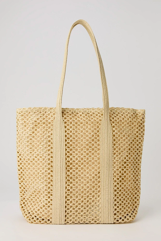 Open Weave Straw Tote Bag