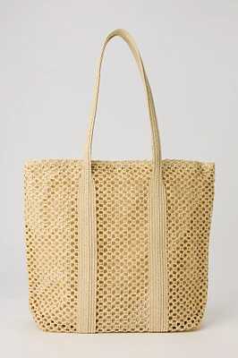 Open Weave Straw Tote Bag