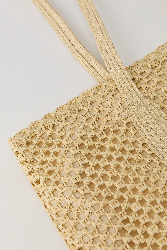 Open Weave Straw Tote Bag