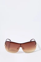 Coloured Rimless Shield Sunglasses