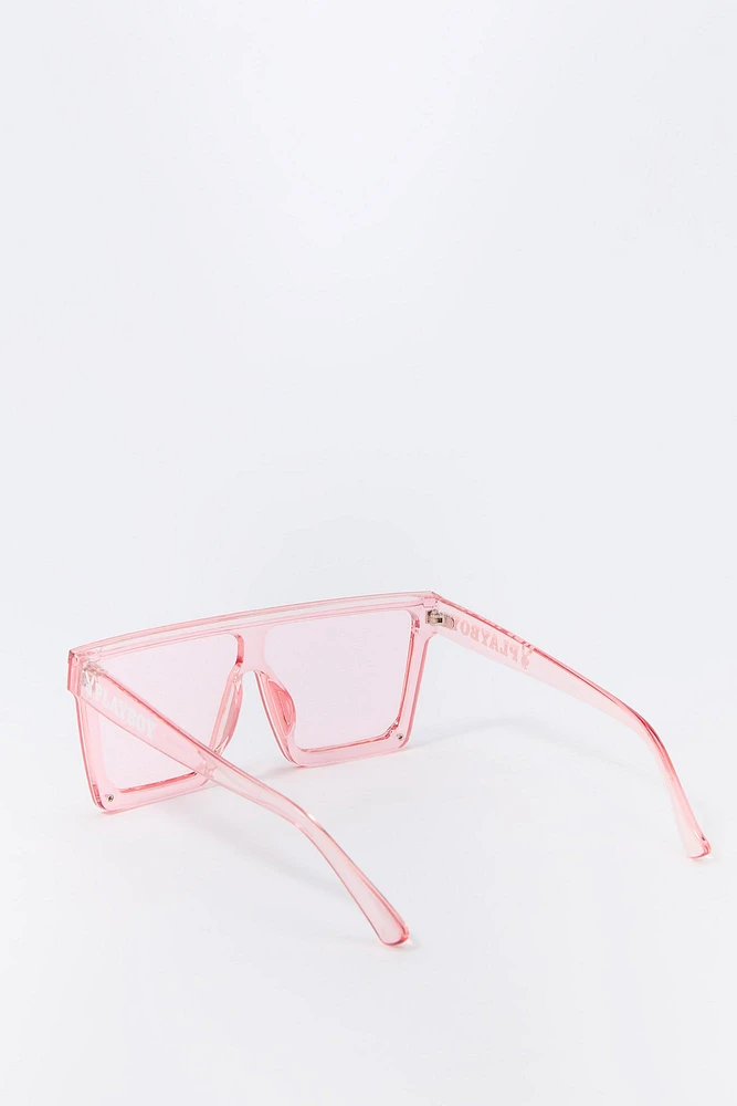 Lunettes de soleil carrées surdimensionnées à imprimé Playboy