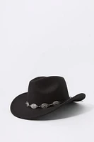 Faux Suede Medallion Cowboy Hat