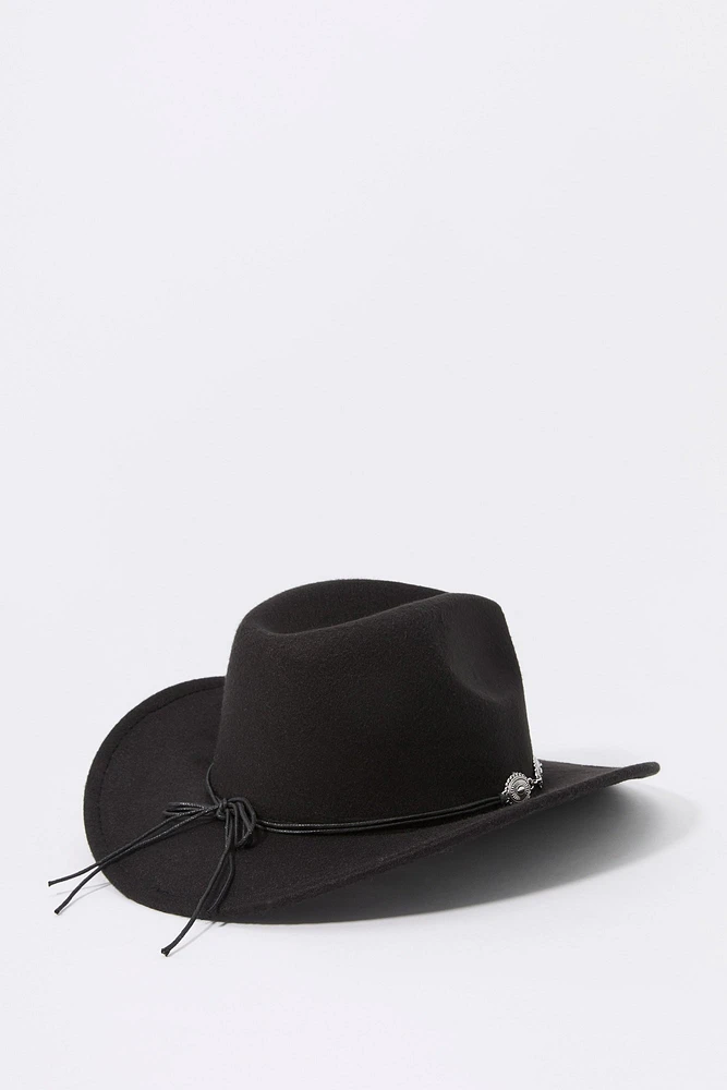 Faux Suede Medallion Cowboy Hat