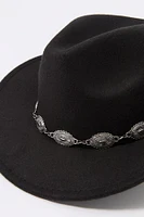 Faux Suede Medallion Cowboy Hat
