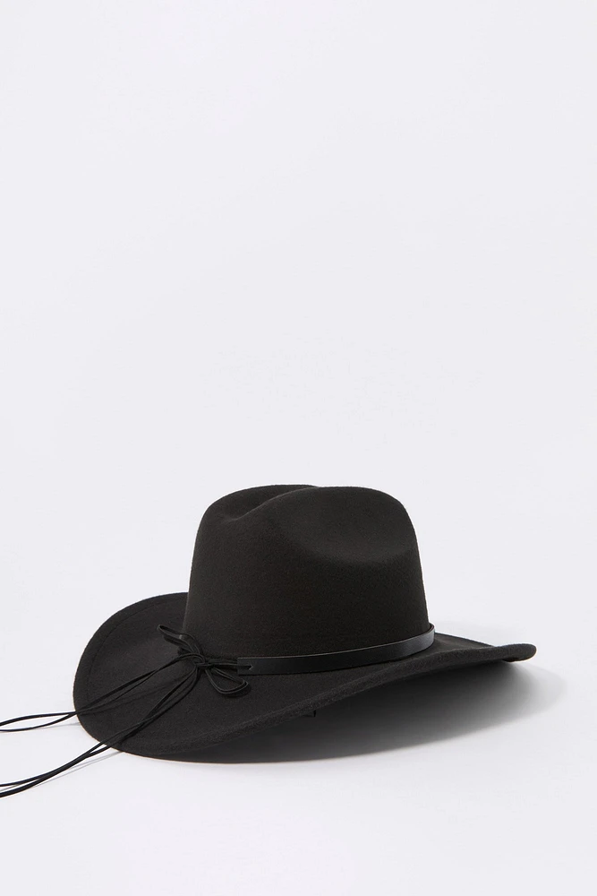 Faux Suede Stone Trim Cowboy Hat