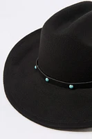 Faux Suede Stone Trim Cowboy Hat