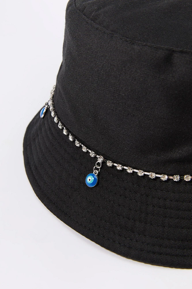 Evil Eye Rhinestone Chain Bucket Hat