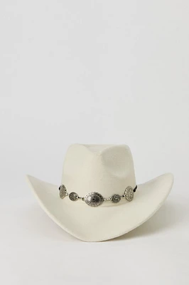 Chapeau de cowboy avec chaîne et médaillon