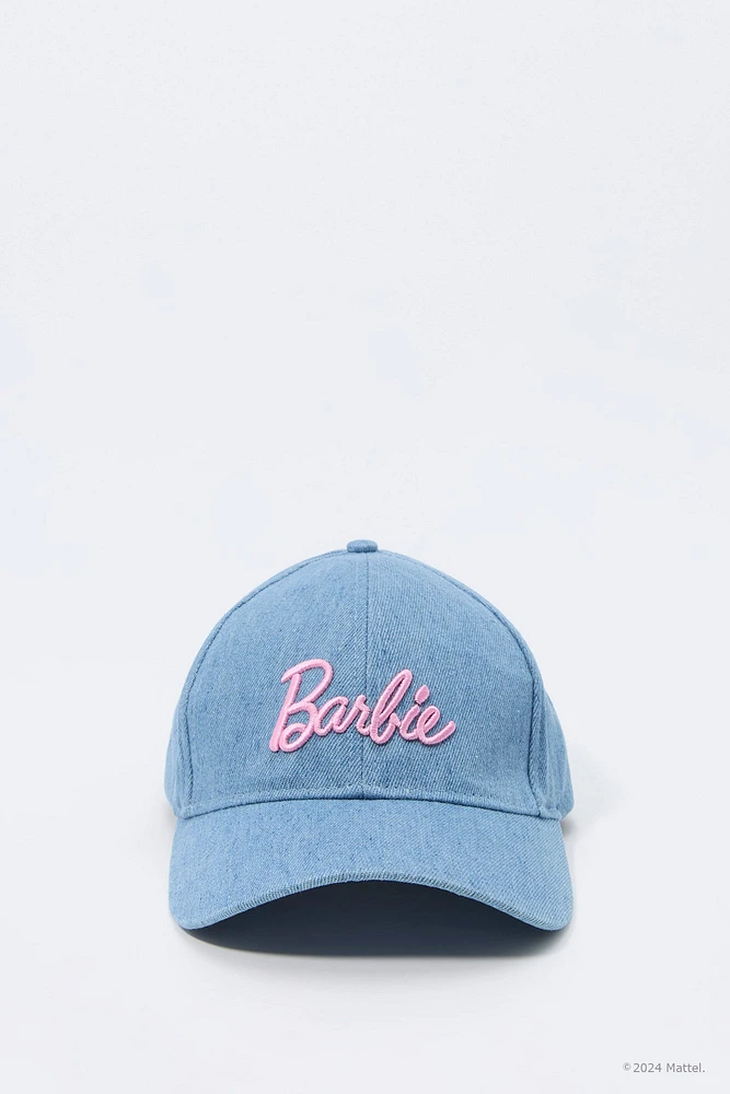 Casquette de base-ball en denim à broderie Barbie™