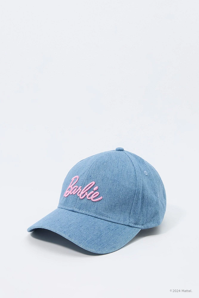 Casquette de base-ball en denim à broderie Barbie™