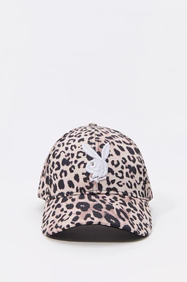 Playboy Embroidered Cheetah Print Baseball Hat