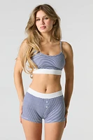 Striped Bralette & Boyshort 2 Piece Pajama Set