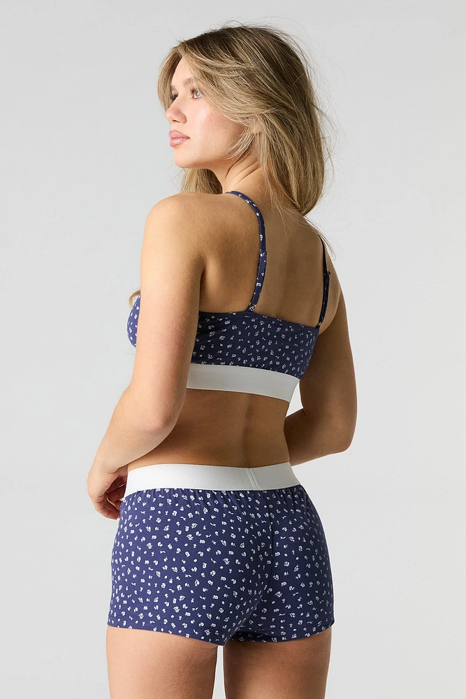 Floral Bralette & Boyshort 2 Piece Pajama Set