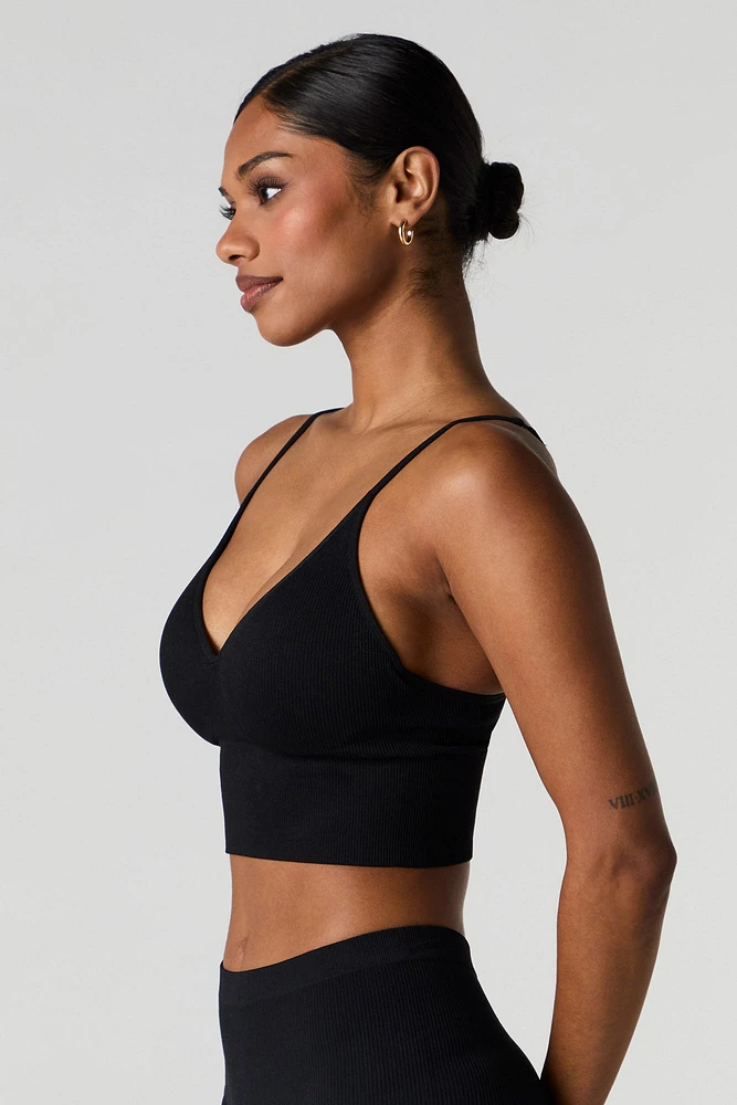 Bralette côtelée sans couture coussin.e