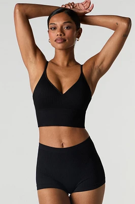 Bralette côtelée sans couture coussin.e