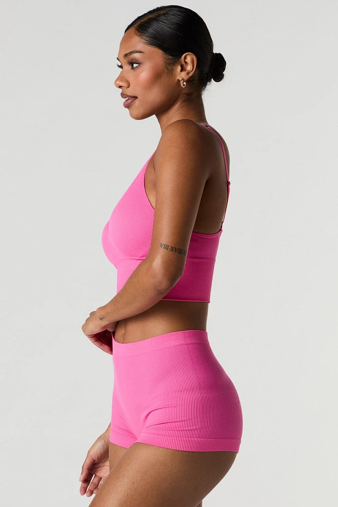 Bralette côtelée sans couture coussin.e