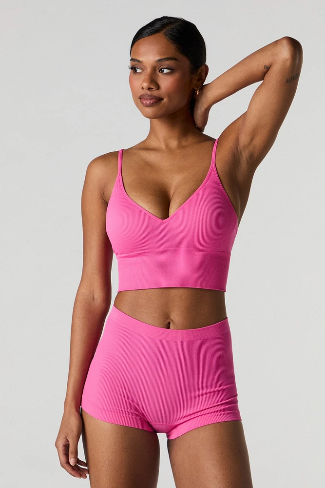 Bralette côtelée sans couture coussin.e