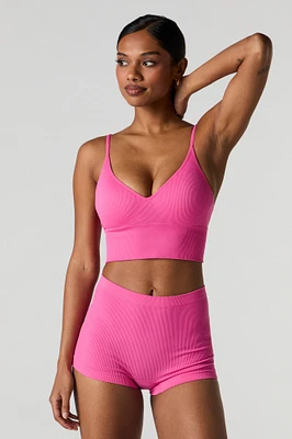 Bralette côtelée sans couture coussin.e