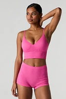 Bralette côtelée sans couture coussin.e