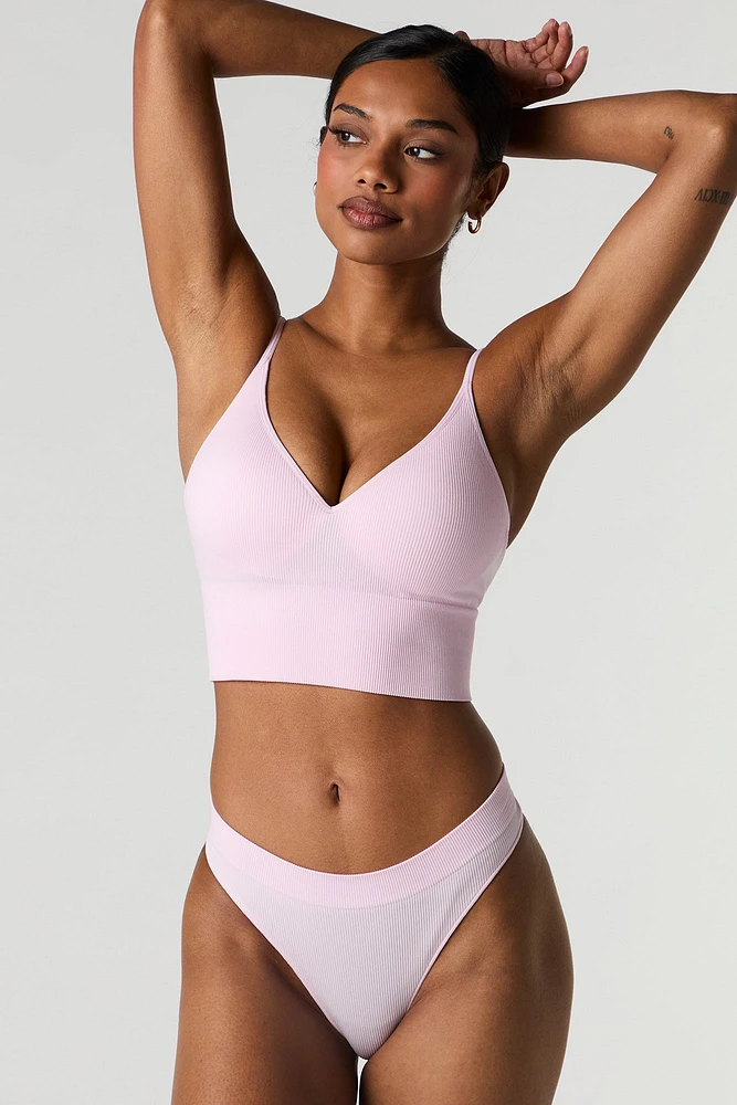Seamless Ribbed Padded Bralette