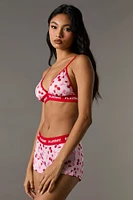 Playboy Print Triangle Bralette & Boy Short 2 Piece Set