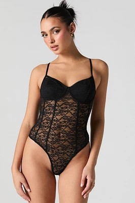 Maillot corset en dentelle