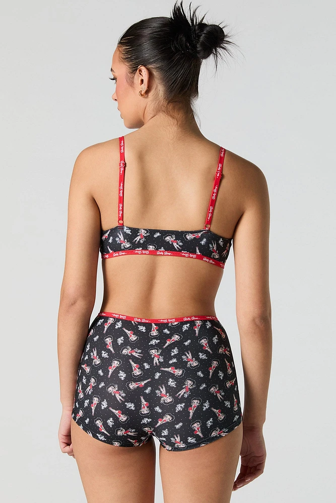 Ensemble avec bralette triangulaire et caleçon à imprimé Betty Boop