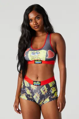 Hot Topic SpongeBob SquarePants Duo Trippy Bra & Boyshort Panty