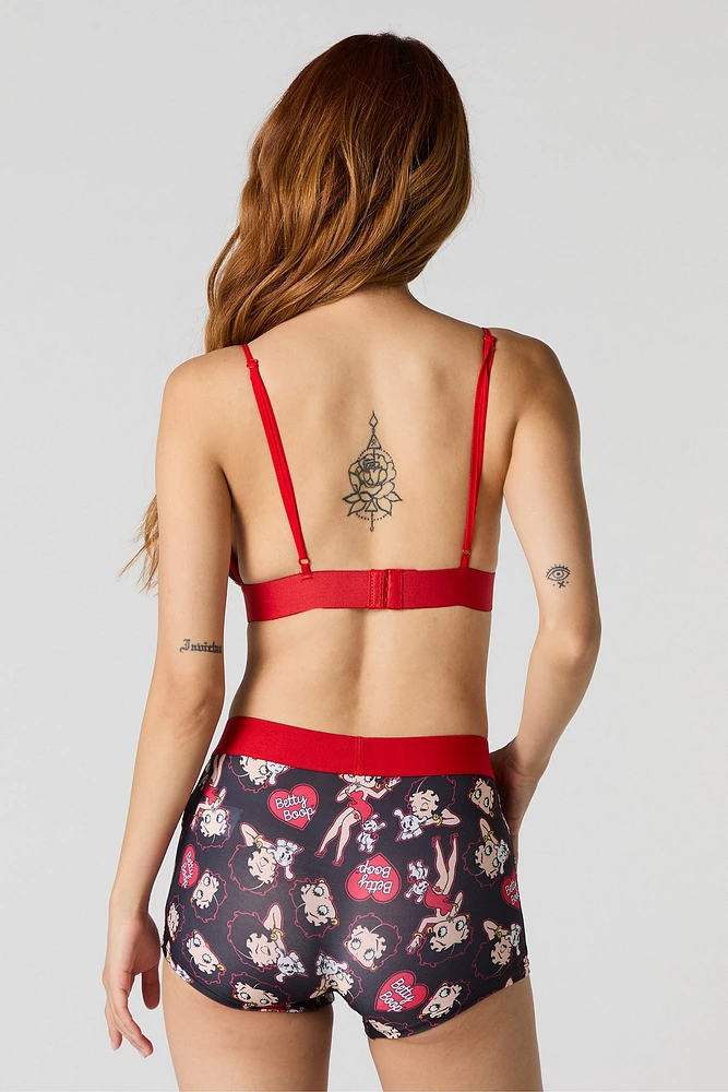 Ensemble avec bralette triangulaire et short garçonne imprimé Betty Boop