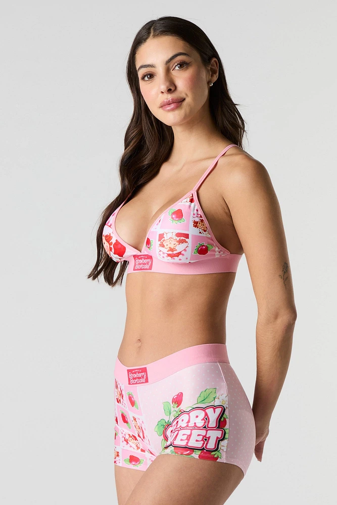 Ensemble avec bralette triangulaire et caleçon à imprimé Strawberry Shortcake