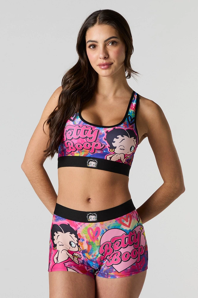 Ensemble avec soutien-gorge de sport et caleçon à imprimé Betty Boop