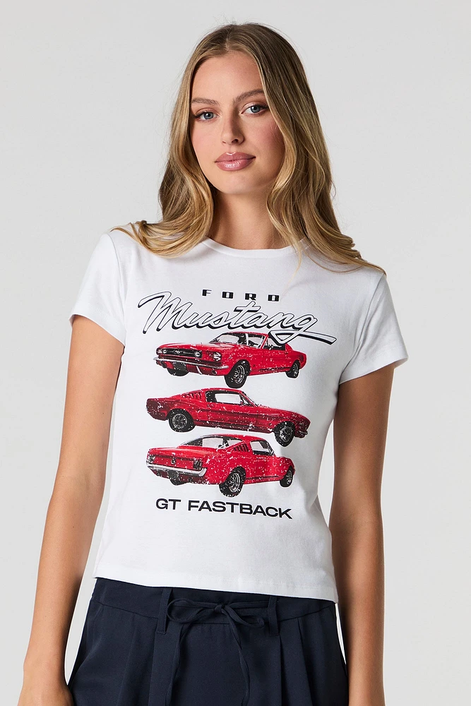 T-shirt côtelé à imprimé Ford Mustang GT Fastback