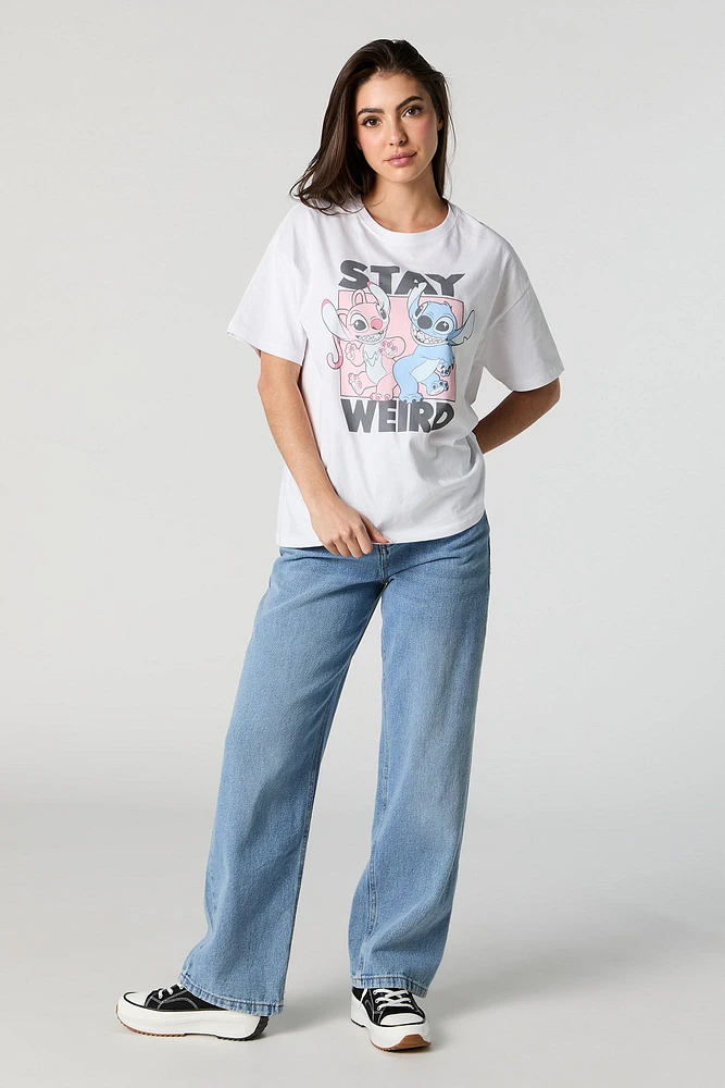 Stay Weird Stitch Graphic Boyfriend T-Shirt